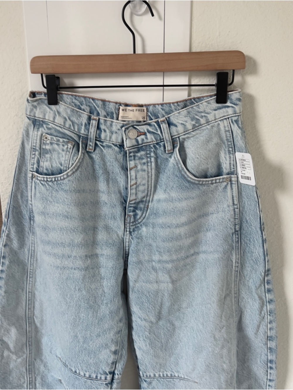 NWT Free People We The Free Good Luck Mid-Rise Barrel Jeans in Aegean - Picture 7 of 9